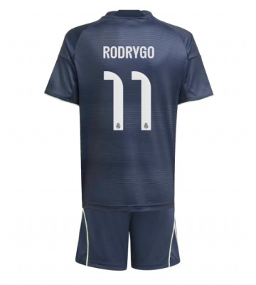 Real Madrid Rodrygo Goes #11 Segunda Equipación Niños 2025-26 Manga Corta (+ Pantalones cortos)